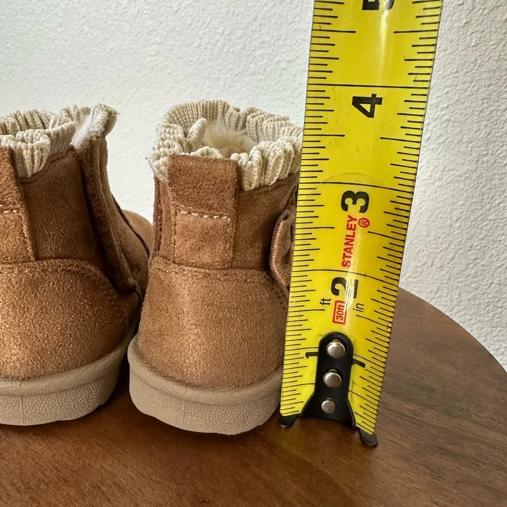 Wonder Nation Infant Girl Size 3 Brown Faux Suede Ruffle Bow Ankle Boots